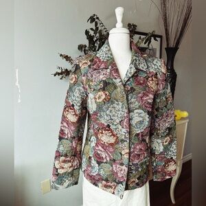 VINTAGE KORET Floral Tapestry Blazer Jacket - Size 12